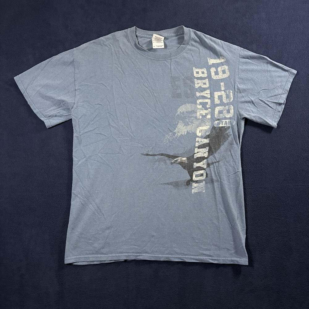 Y2K 2000s Bryce Canyon Utah Eagle Mens Medium Blue Graphic Tee Nature Outdoors